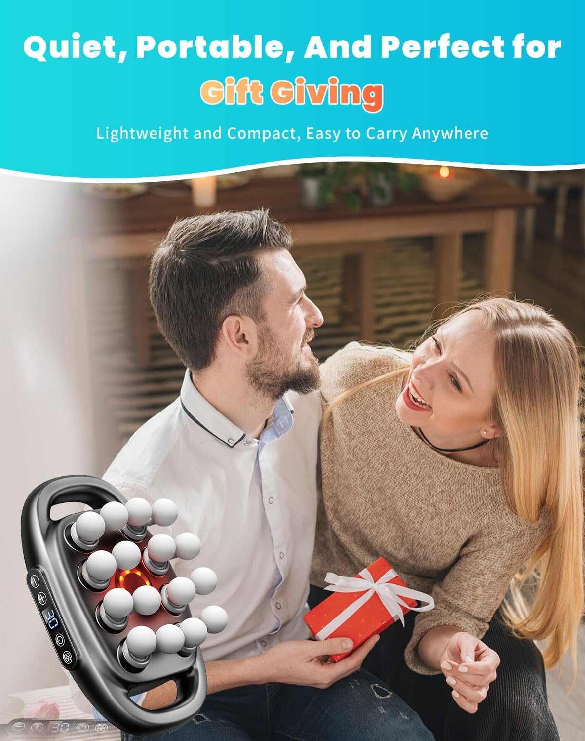 Upgraded Husband 2.0 Knot Buster, 16 Head Massage Gun Deep Tissue for Muscle Recovery, with 3 Modes & 30 Intensities for Back, Shoulders, Legs, Foot