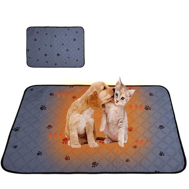 Cama autocalentable para gatos y perros, almohadilla térmica extra cálida para mascotas, para interiores y exteriores, base antideslizante, lavable, color gris, 71 x 101 cm, para entrada exterior.