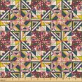 thumbnail image 2 of Ambesonne Geometric Fabric by the Yard Upholstery, Tribal Ethno Pattern Art, 1 Yard, Scarlet Yellow Dark Teal, 2 of 5