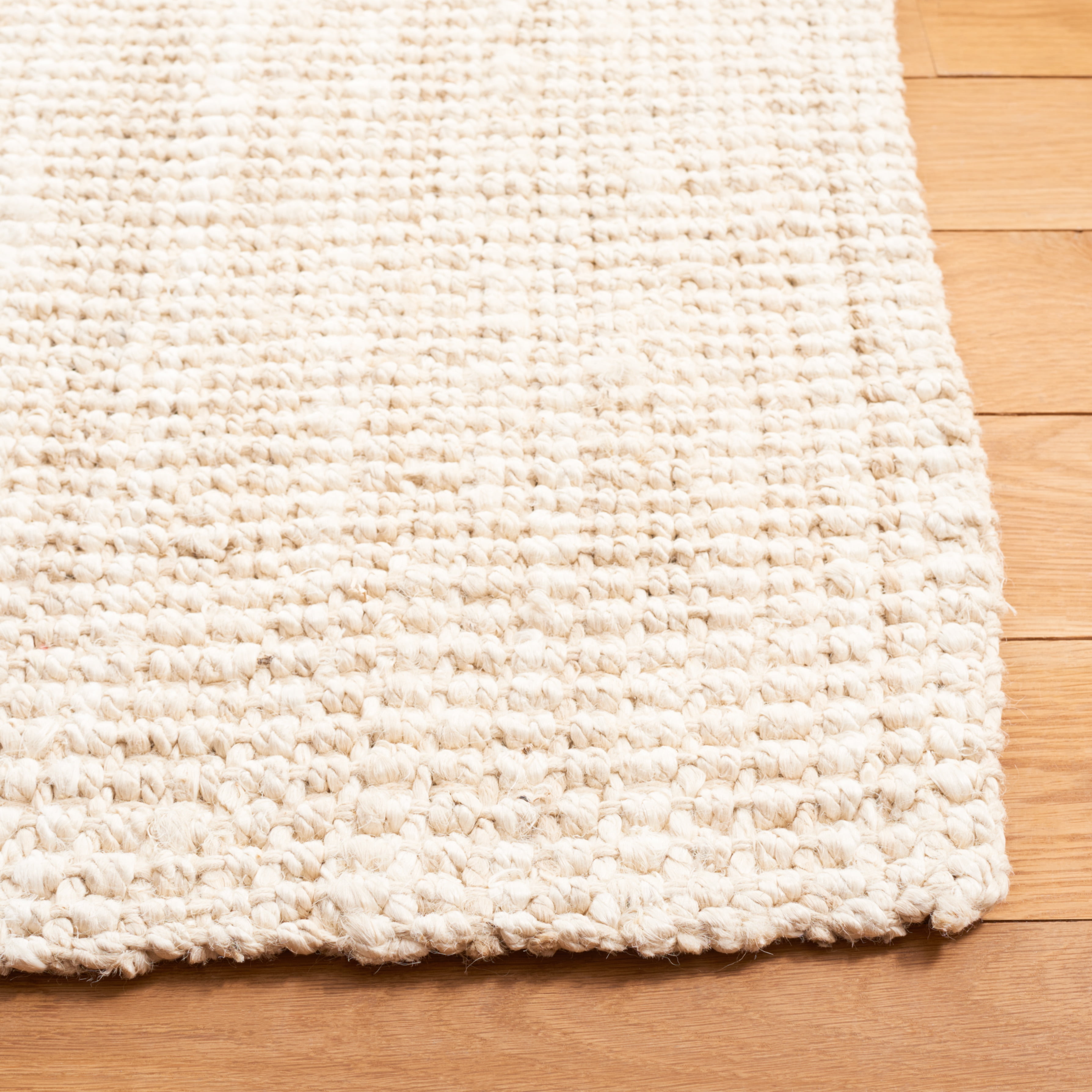 SAFAVIEH Natural Fiber Milica Solid Area Rug, Ivory, 7' x 7' Square - Scandinavian Design, Ivory, Jute, Hand Woven Pattern, Ideal for Entryway, Kitchen, Living Room, Office