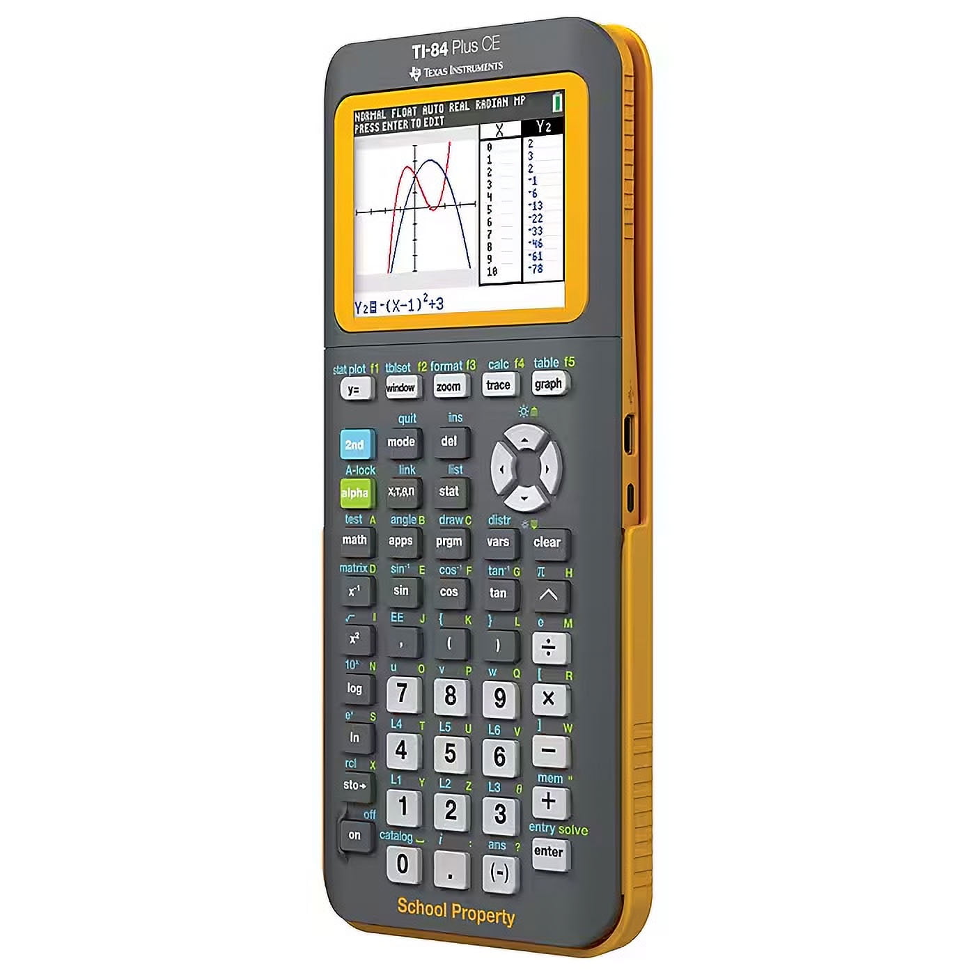 Pre-Owned Texas Instruments TI-84 Plus CE Graphing Calculator, Yellow EZ Spot, 10-Pack, Rechargeable, High School and College