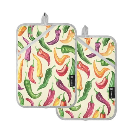 

Two Pieces Of Square Heat Insulation Pad Oven Mitts 7x9.8 Inch Oven Microwave Kitchen Cooking Baking Colored Pepper
