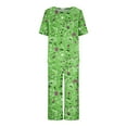 thumbnail image 4 of Ecqkame Pajama Sets for Women 2 Piece Pajama Sets Cotton Sleepwear Tops with Loose Pants Cute Pjs Green XL, 4 of 8