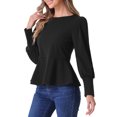 thumbnail image 4 of INSPIRE CHIC Women's Lantern Long Sleeve Peplum Tops Crewneck Babydoll Blouses Shirts Tops, 4 of 6