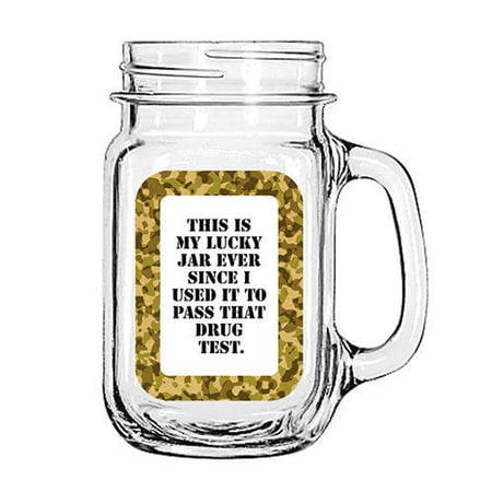 Vintage Glass Mason Jar Cup Mug Lemonade Tea Decor Painted Funny-This is my Lucky Jar ever Since I Used it to pass that Drug (Best Paint To Use On Glass Jars)