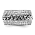 thumbnail image 4 of Finest Gold Sterling Silver Rhodium-Plated CZ Spinning Chain Center Ring - Size 6, 4 of 5