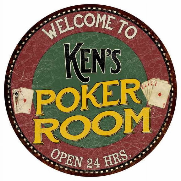 Ken's Poker Room 14" Round Metal Sign Kitchen Bar Wall Decor 100140034017
