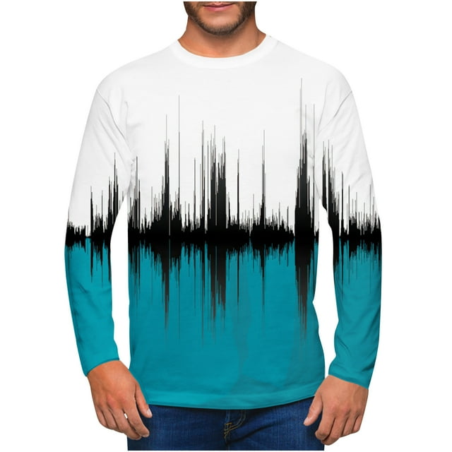 Meichang Long Sleeve T Shirt Men Slim Fit,Graphic Tees Men Vintage 3D Optical Illusion Print T-Shirts Novelty Crew Neck Daily Long Sleeve Shirts for Men