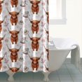 thumbnail image 4 of White Highland Cow Hat Dress Pattern Shower Curtain 84"x72" ,Bathroom Decorative Shower Curtains Set with 12 Hooks,Modern Waterproof Washable Shower Curtain, 4 of 6