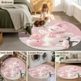 thumbnail image 6 of Christmas Pink Round Area Rug 5 FT, Non Slip Bedroom Area Rug, Bear Snowman Cute Animal Ombre Washable Soft Circular Carpet Non-Shedding Floor Mat for Kitchen Dining Room Foyer Balcony Dorm, 6 of 9