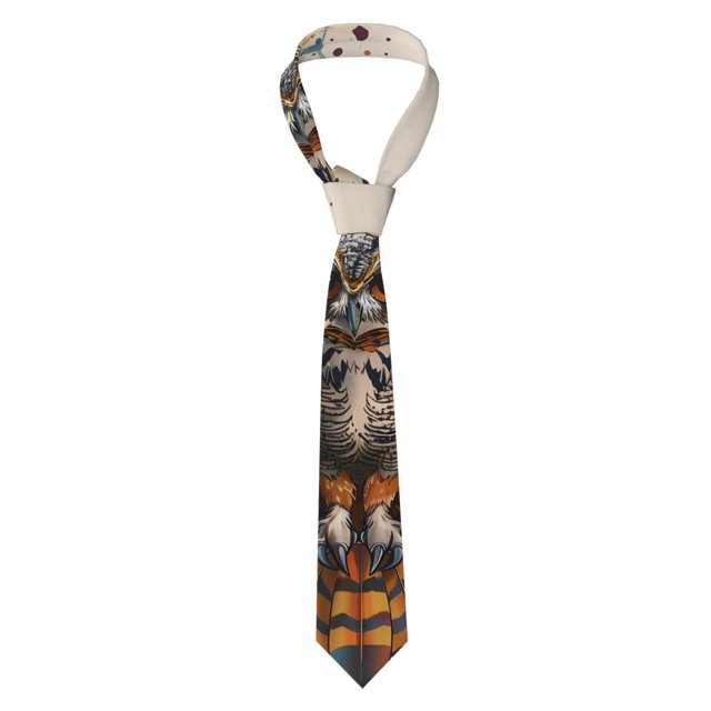 Fotbe Colorful Owl Tattoo Art Corbata Clásica para Hombre con Estampado – Corbata de Seda Jacquard Tejida, para Negocios, Bodas y Eventos Formales