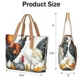 thumbnail image 3 of Tote Bag for Women - Roosters and Leaves Shoulder Bag - Large Utility Work Duffle Bag with Zipper Handbag for Travel, Work, Sprots, 3 of 5