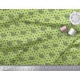 thumbnail image 2 of Soimoi Green Japan Crepe Satin Fabric Dot & Good Day Start With Coffee Text Fabric Prints By Yard 42 Inch Wide, 2 of 3