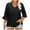 Black1, variant on Diufon Womens Plus Size Tops 3/4 Length Sleeve Shirts Casual Ruffle Sleeve V Neck Textured Tunic Blouse