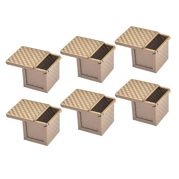 6x Square Loaf Pan With Lid Toast Mold Bread Pan Pullman Loaf Pan With Cover Non-stick Mini Water C
