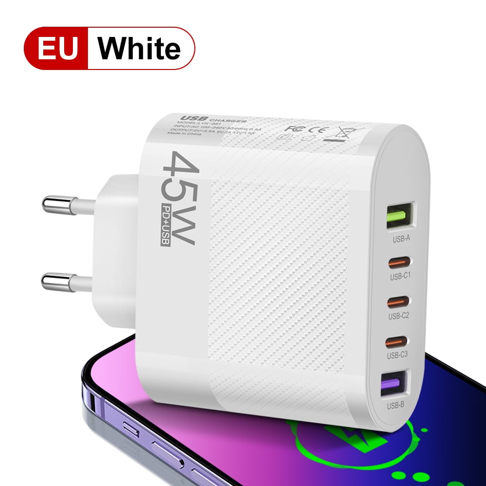 PD 45W USB Charger Ports Fast Charger Type C Mobile Phone