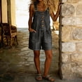 thumbnail image 4 of Women's Denim Overalls Y2K Wide Leg Loose Bib Jean Rompers Button Front Adjustable Straps Causal Jumpsuits with Pockets, 2XL, 4 of 5
