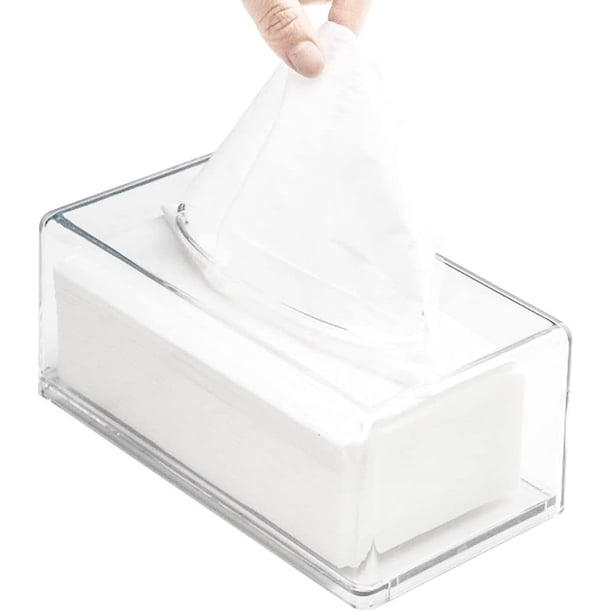Caja Cuadrada De Pañuelos De Acrílico Transparente, Cubiertas De Cajas Rectangulares, Servilleteros Faciales para Baño, Dispensador De Hojas para Secadora Transparente para Mesa, Cocina Y Au