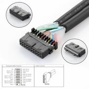 JSER Down Angled USB 3.0 20Pin 19Pin Male to Female Extension 5Gbps Cable 90 Degree for Motherboard Mainboard