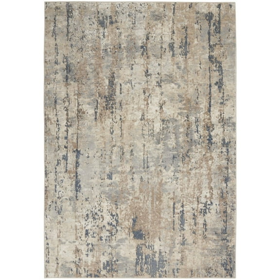 HomeRoots 5' X 7' Beige And Grey Abstract Power Loom Non Skid Area Rug