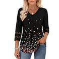 thumbnail image 3 of Ronuti 3/4 Length Sleeve Womens Tops Dressy Casual Blouses for Women 2025 Trendy V Neck T Shirts Fall Clothes, 3 of 9