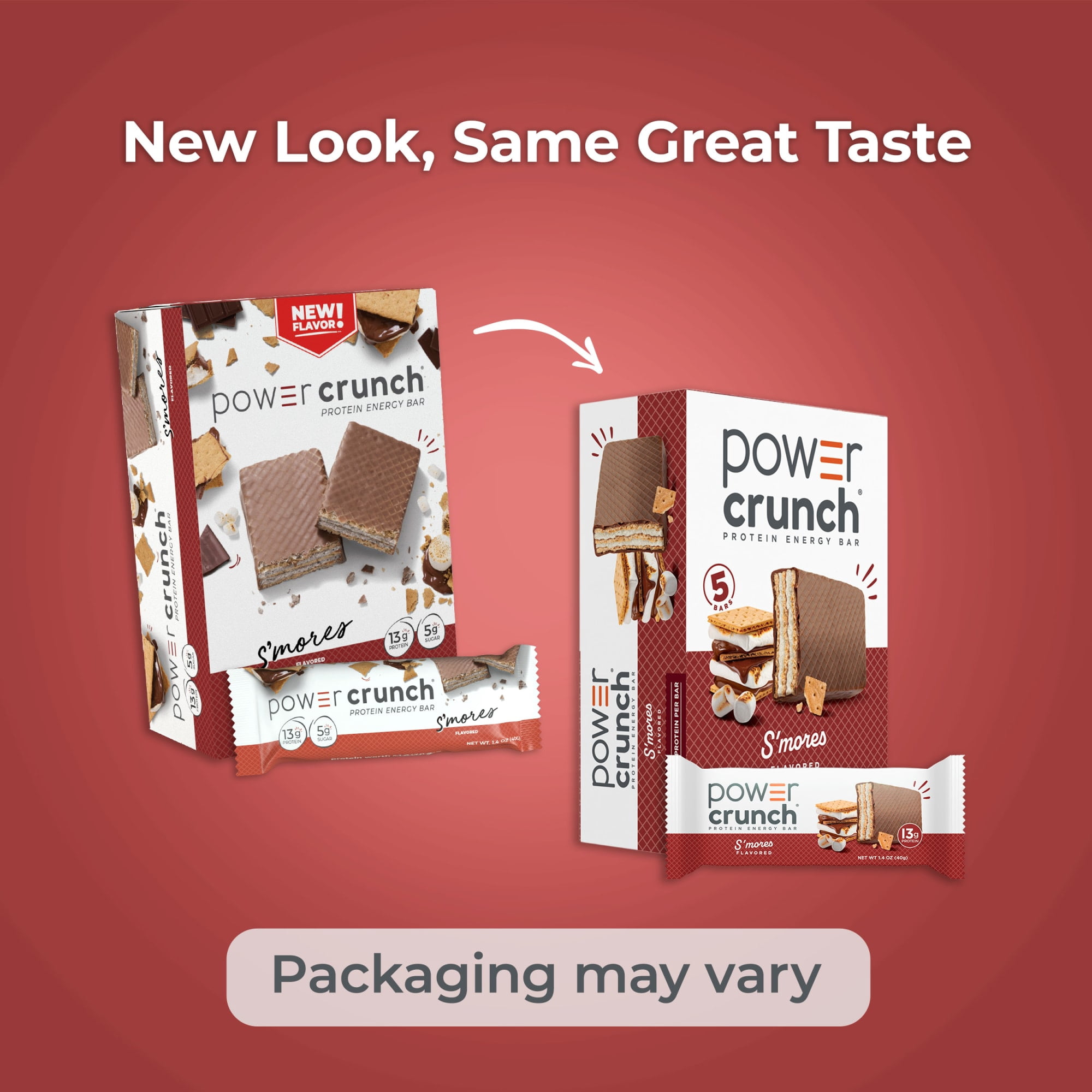 Power Crunch S'More Bars 1.4oz, 5 Count Carton
