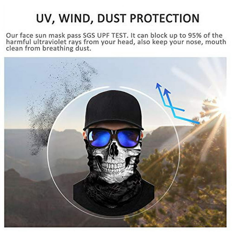 JOEYOUNG Skull Face Mask UV Sun Mask Dust Neck Gaiter Bandana Headwear  Fishing