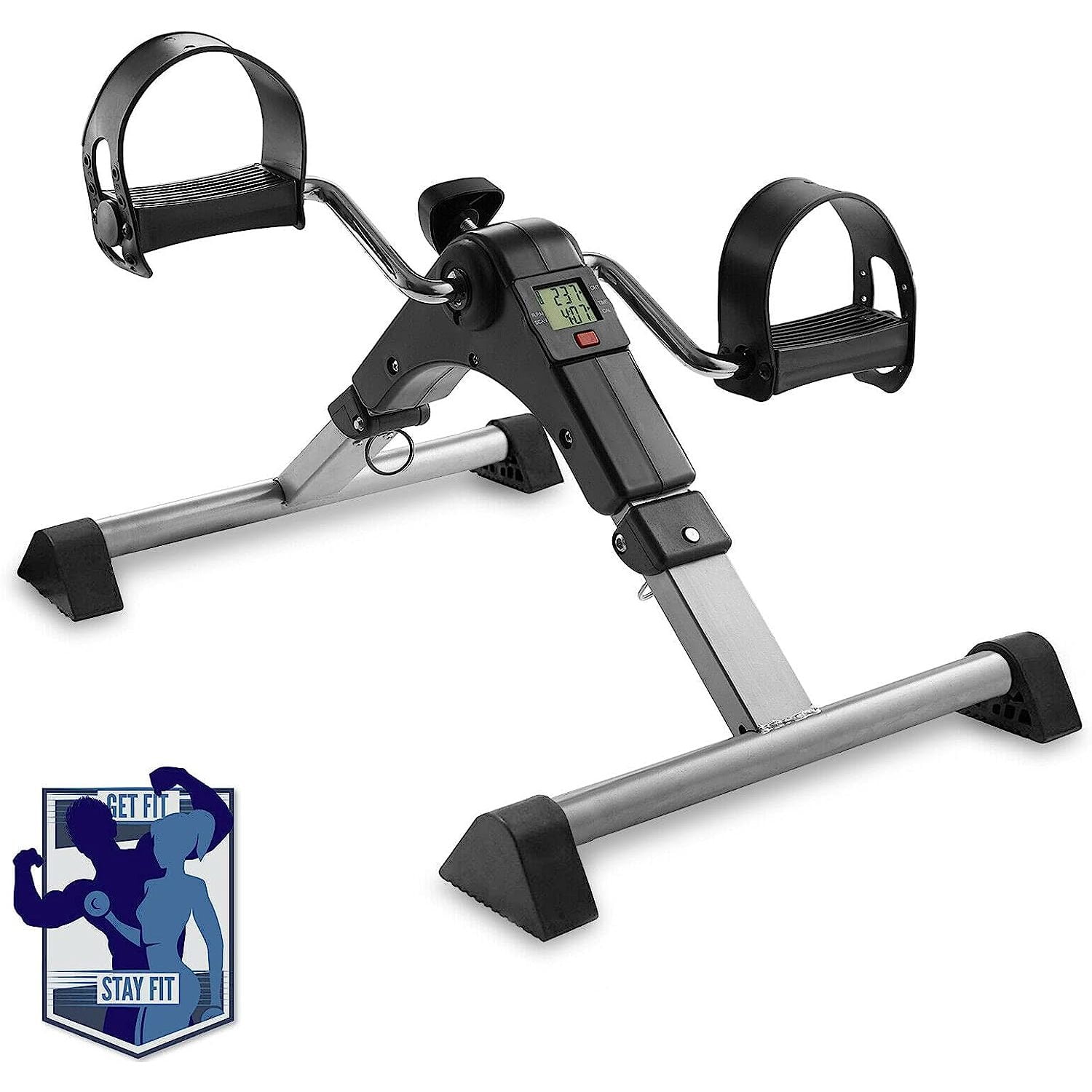 Foldable Under Desk Stationary Exercise Bike Arm Leg Foot Pedal