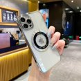 thumbnail image 2 of Compatible with iPhone 12 Pro Max Magnetic Transparent Case,Luxury Plating Bling Clear Shockproof MagSafe Case with Full Camera Len Protector for iPhone 12 Pro Max Women Girl Men-Elegant Silver, 2 of 10