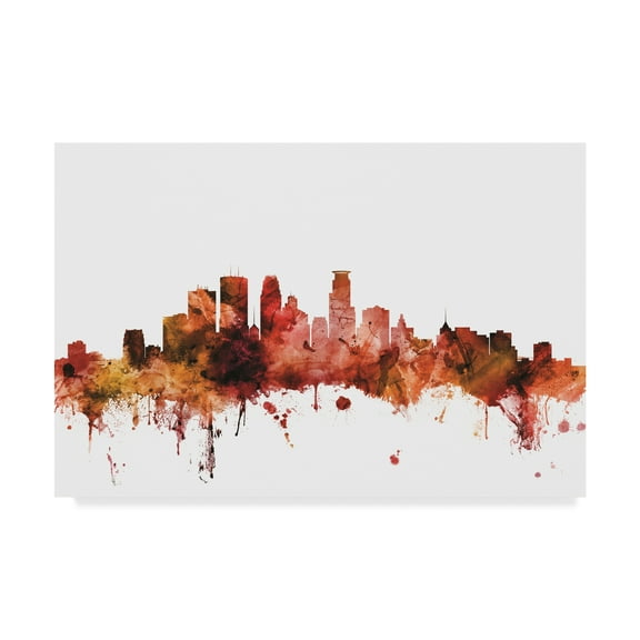 Trademark Fine Art 'Minneapolis Minnesota Skyline Red' Canvas Art by Michael Tompsett