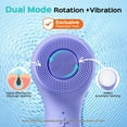 thumbnail image 5 of Face Scrubber Facial Cleansing Brush: 2 in 1 Spin and Vibration Patented Tech, Silicone Electric Exfoliator Scrubber with Automatic Foaming, Face Cleanser Brush for Men and Women, Purple, 5 of 10