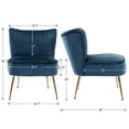 thumbnail image 6 of Guyou Modern Accent Chair Set of 2, Armless Slipper Chair Velvet Upholstered Lounge Chair, Wingback Large Single Sofa Side Chair with Gold Legs for Living Room Bedroom, Blue, 6 of 10