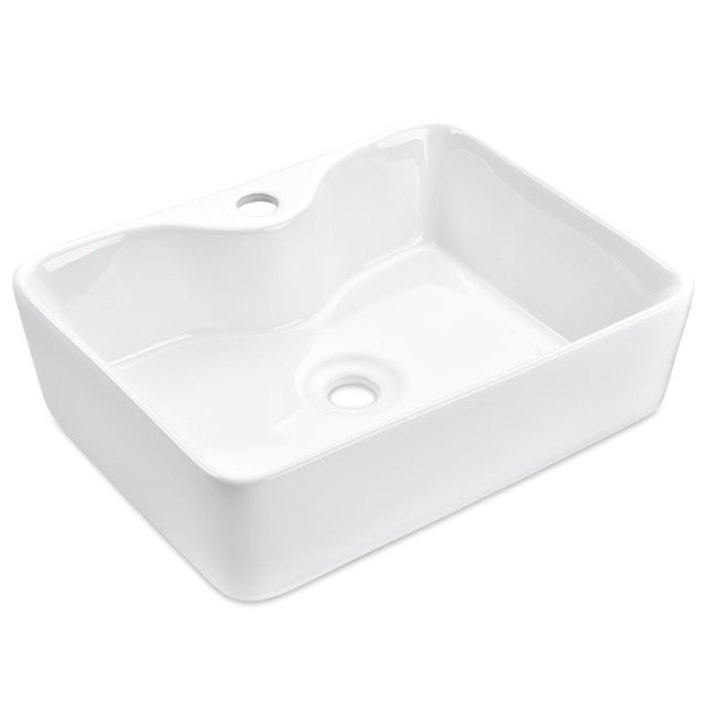 Aquaterior Rectangle Bathroom Vessel Sink Above Counter Porcelain Ceramic Basin