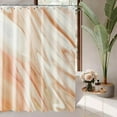 thumbnail image 3 of Orange Marble Long Shower Curtain, Orange Mix White Ombre Modern Abstract Wave Luxury Bathroom Curtain Bathtub Home Decor Waterproof Fabric Machine Washable with 12 PCS Hooks,72" Wx84 L, 3 of 6