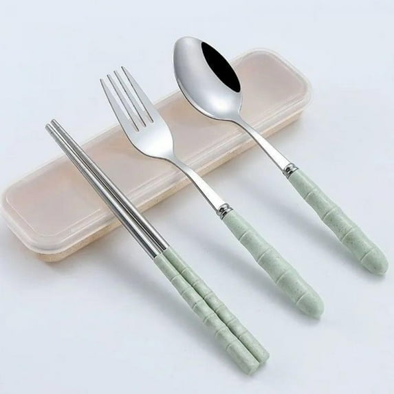 Topumt Travel Utensils, Stainless Steel Cutlery Set Portable Camp Reusable Flatware Silverware, Include Fork Spoon Chopsticks with Case