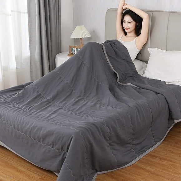 Washed Cotton Summer Quilt - Lightweight and Skin-Friendly for Cool Nights, Washed Cotton Summer Cool Bed Sheet - Double Bed Size, Lightweight & Breathable Fabric, for Hot Sleepers & Naked Sleeping