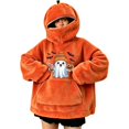 thumbnail image 3 of XINPING Halloween Flannel 3D Pumpkin Hoodie with Zip Hood Women Oversized Cute Ghost Sweatshirt Unisex Funny Plus Size Long Sleeve Cozy Halloween Outfits, 3 of 7