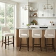 thumbnail image 2 of VKNOW 26" Upholstered Counter Height Bar Stools Set of 2, Wood Legs with Footrest, Cutout Back for Kitchen Island, Dining Room, Home Bar,Beige, 2 of 8