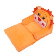 thumbnail image 2 of Sofá plegable para niños, suave y transpirable, con diseño de animales de dibujos animados, para sala de estar y dormitorio, color naranja, 2 capas, 2 of 14