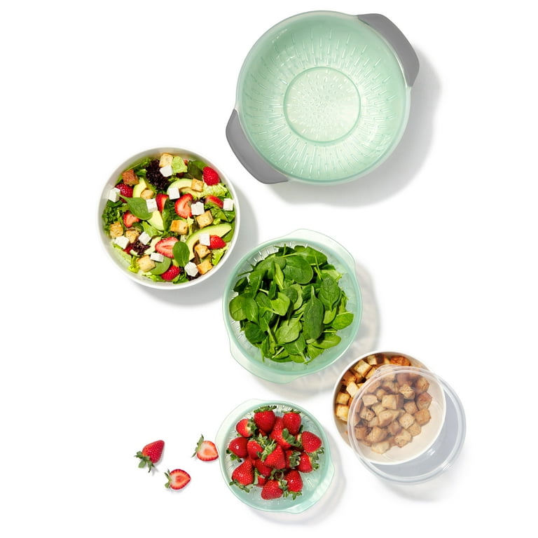 OXO Good Grips 9 Piece Compact Nesting Bowls & Colanders Stacking Set, Sea  Glass