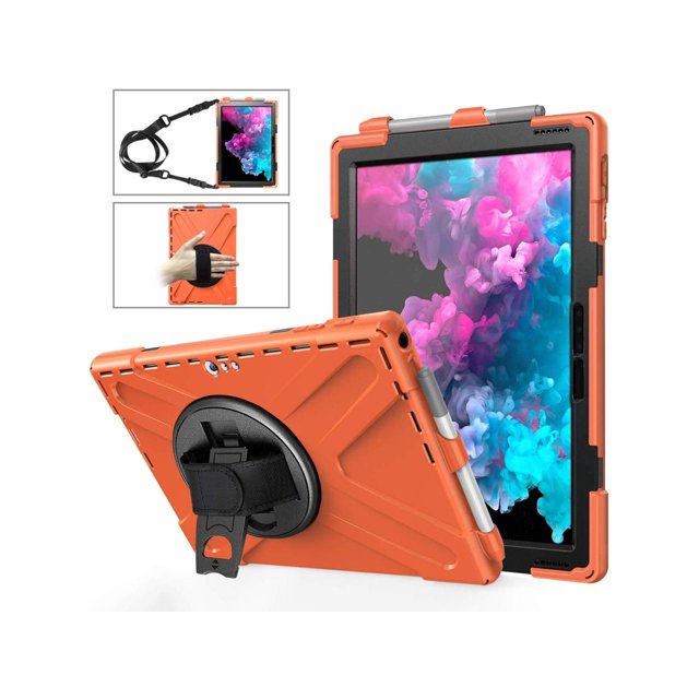Microsoft Surface Pro 7 Plus / Pro 7 / Pro 6 / Pro 5 / Pro 2017 / Pro 4 / Pro LTE Case Protective Shockproof Cover with Pen Holder Hand Strap Rotating Kickstand Shoulder Strap
