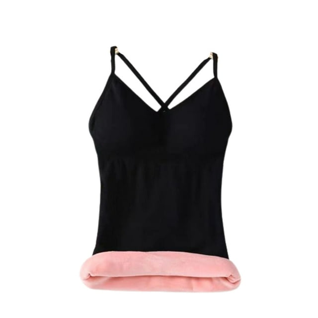 Jumpingount Ropa interior de mujer, chaleco térmico de Color sólido sin mangas, cálido, para clima frío, Base básica, calentador, ropa Ropa interior Negro Jumpingount AP013312-01