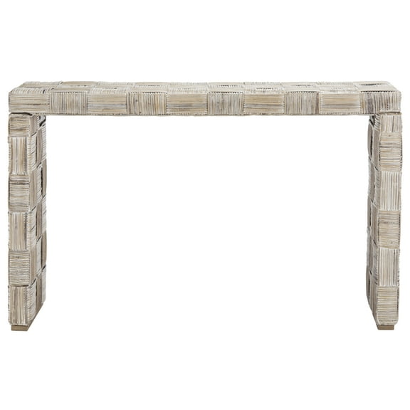 SAFAVIEH Adkin Rustic White Wicker Rectangle Console Table (53.1 in. W x 17.7 in. D x 29.9 in. H)