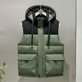 thumbnail image 2 of Zedker Mens Packable Hooded Puffer Vest Zip Up Quilted Insulated Vest Stand Collar Puffer Vests Casual Winter Warm Outwear Green XL, 2 of 6