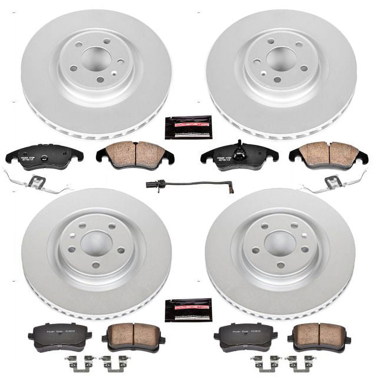 PowerStop Front and Rear Geomet Coated Brake Rotor and Pad Kit Fits: AUDI Select Models CRK6155