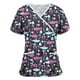 thumbnail image 1 of ICHUANYI Clearance Women Short Sleeve V-neck Tops Working Uniform Print Blouse(Mint Green, XL) ICHUANYI WER2023081000934, 1 of 3