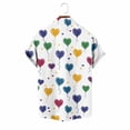 thumbnail image 6 of Yaoyar Men Lapel Valentine's Day Love Heart Print Short Sleeve Button Cardigan Top Shirt Hawaiian Summer Beach Shirts Short Sleeve, 6 of 6