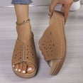 thumbnail image 4 of Women's New Summer Plus-size Floral Wedge One-line Beach Sandals Summer Sandals Brown 41, 4 of 8
