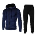 thumbnail image 5 of Stamzod Mens Two Piece Track Suit Fashion Patchwork Printing Long Sleeve Zip Up Hoodie Jackets and Sweatpants Set Casual Workout Sweatsuits for Men Navy-1 XL, 5 of 5
