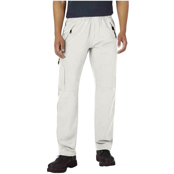 Men'S Hiking Pants Water Resistant Cargo Pants Quick Dry Lightweight Elastic Waist With Zip Pockets For Work Running